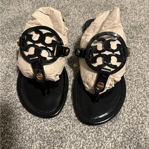 Tory Burch black patent leather sandal